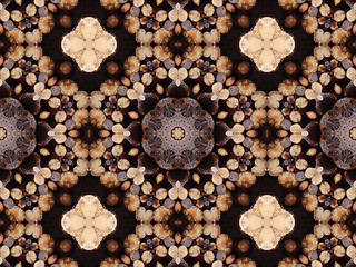 Image showing Ethnic pattern. Abstract kaleidoscope  fabric design.