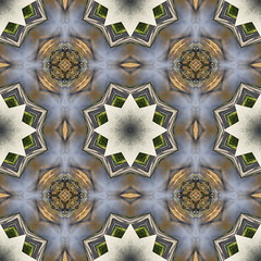 Image showing Ethnic pattern. Abstract kaleidoscope  fabric design.