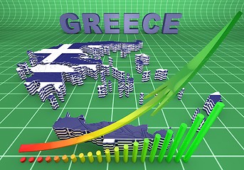 Image showing map illustration of Greece with flag