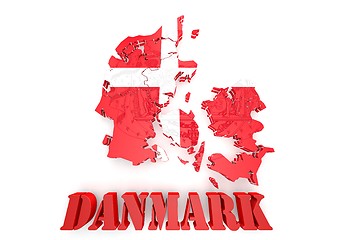 Image showing map illustration of Denmark with flag