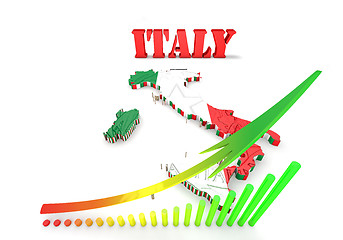 Image showing Map of Italy with flag