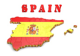 Image showing Map of SPAIN with flag