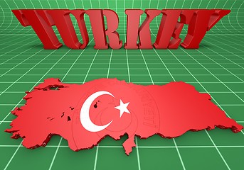 Image showing map illustration of Turkey with flag