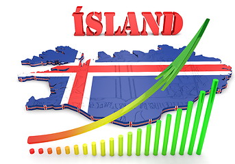 Image showing map illustration of Iceland with flag