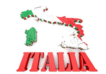 Image showing Map of Italy with flag