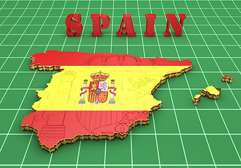 Image showing Map of SPAIN with flag