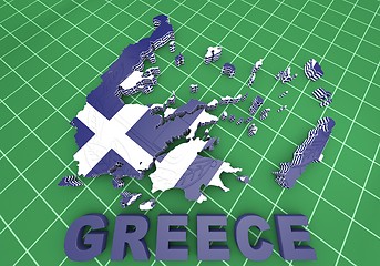 Image showing map illustration of Greece with flag