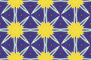 Image showing Ethnic pattern. Abstract kaleidoscope  fabric design.