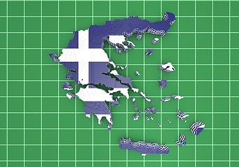 Image showing map illustration of Greece with flag