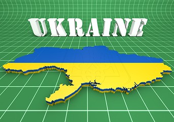 Image showing map illustration of Ukraine with flag