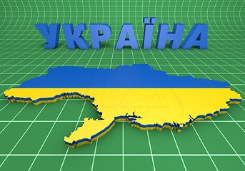 Image showing map illustration of Ukraine with flag