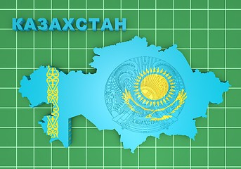 Image showing map illustration of Kazakhstan with flag