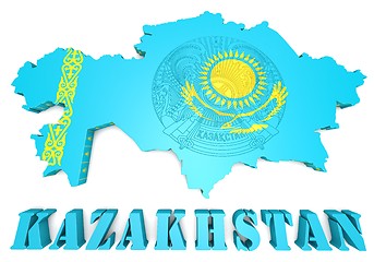 Image showing map illustration of Kazakhstan with flag