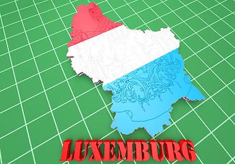 Image showing Map illustration of Luxembourg with flag