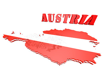 Image showing map illustration of Austria with flag