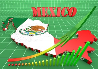 Image showing map illustration of Mexico with flag