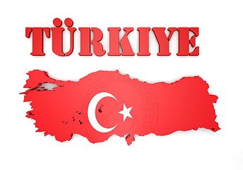 Image showing map illustration of Turkey with flag