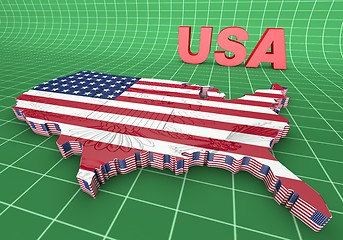 Image showing U.S.A. mapped flag in 3D illustration .