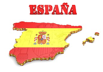 Image showing Map of SPAIN with flag