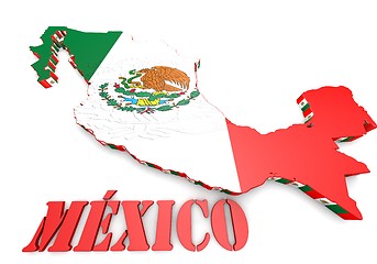 Image showing map illustration of Mexico with flag
