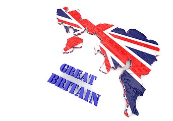 Image showing Illustration of United Kingdom map with as Flag