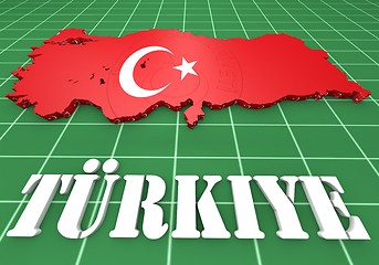 Image showing map illustration of Turkey with flag