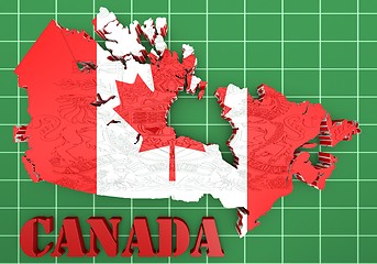 Image showing Map of Canada with flag colors