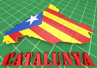 Image showing map illustration of Catalonia with flag