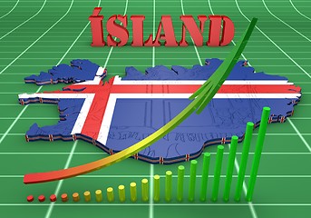 Image showing map illustration of Iceland with flag