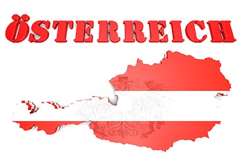 Image showing map illustration of Austria with flag