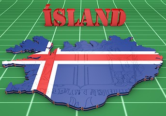 Image showing map illustration of Iceland with flag