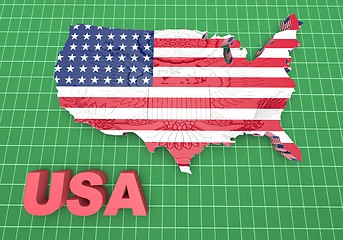 Image showing U.S.A. mapped flag in 3D illustration .