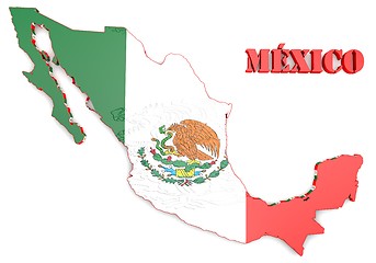 Image showing map illustration of Mexico with flag