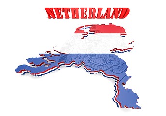 Image showing Map illustration of Netherlands with flag