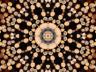 Image showing Ethnic pattern. Abstract kaleidoscope  fabric design.