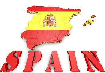 Image showing Map of SPAIN with flag