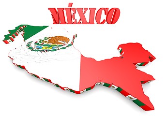 Image showing map illustration of Mexico with flag