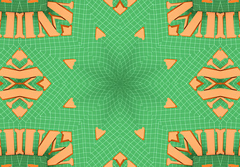 Image showing Ethnic pattern. Abstract kaleidoscope  fabric design.