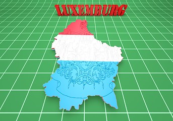 Image showing Map illustration of Luxembourg with flag