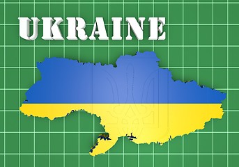 Image showing map illustration of Ukraine with flag