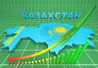 Image showing map illustration of Kazakhstan with flag