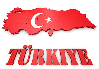 Image showing map illustration of Turkey with flag