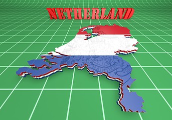 Image showing Map illustration of Netherlands with flag