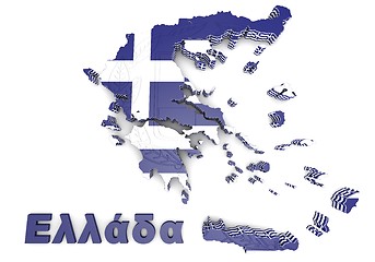 Image showing map illustration of Greece with flag