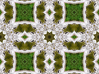 Image showing Ethnic pattern. Abstract kaleidoscope  fabric design.