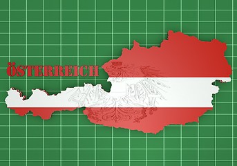 Image showing map illustration of Austria with flag