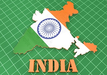 Image showing Map illustration of India with flag