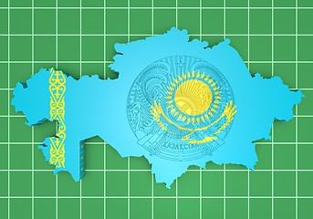 Image showing map illustration of Kazakhstan with flag