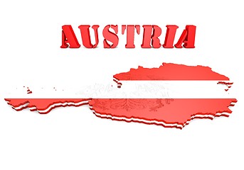 Image showing map illustration of Austria with flag