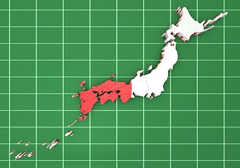 Image showing map of Japan with flag